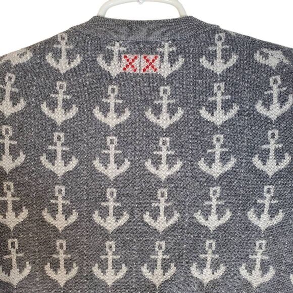 Vineyard Vines Kids Ahoy Anchor Print Merino Wool Blend Sweater Gray Medium - Picture 6 of 13